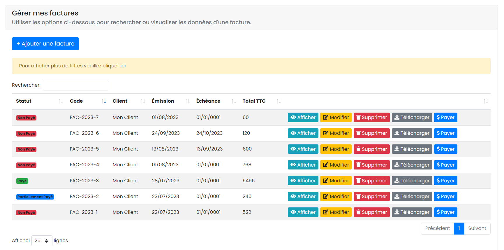 La gestion des factures sur Celereon